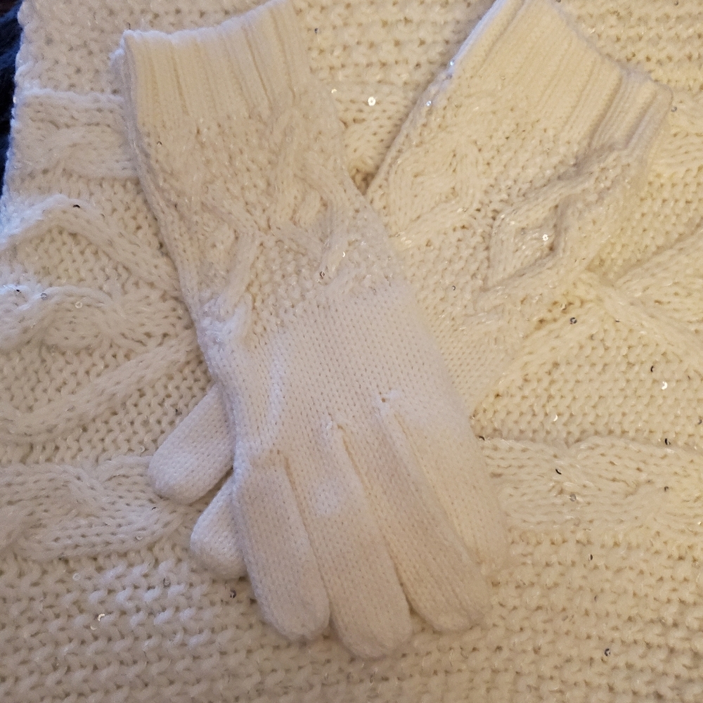 White Infinity Scarf and Glove set